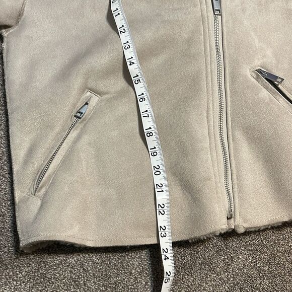 H&M Faux Suede Shearling-Lined Biker Jacket Size 2 - Picture 13 of 14